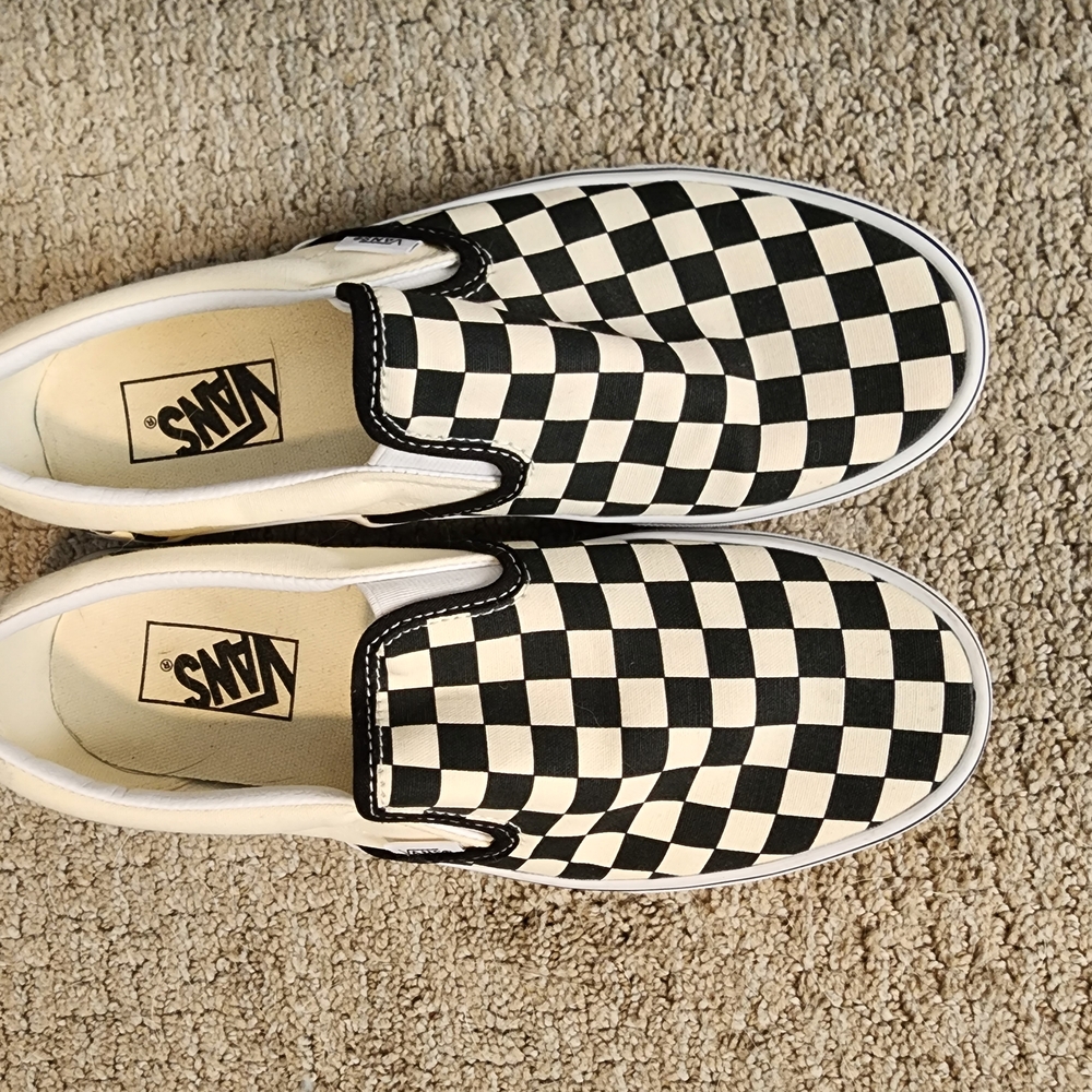 Y2K Vans Black and White Checkered Slip-On Shoes